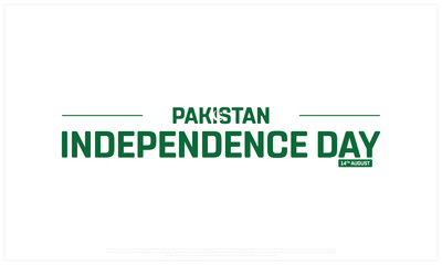 Pakistan Independence Day on a white background, Vector design of Independence Day of Pakistan, Typographic Design of Pakistan National Day, Flag typography of Pakistan