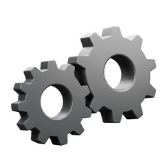 3D Light Gray Gears Cogwheels Mechanism Industry Engineering Technical Elements Machinery System