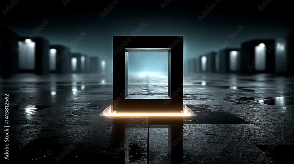 Poster futuristic digital interface with glowing ai hologram symbolizing the evolution of artificial intell