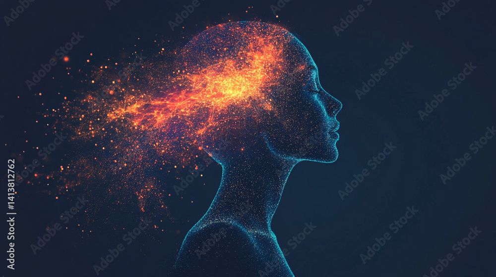 Poster futuristic digital interface with glowing ai hologram symbolizing the evolution of artificial intell