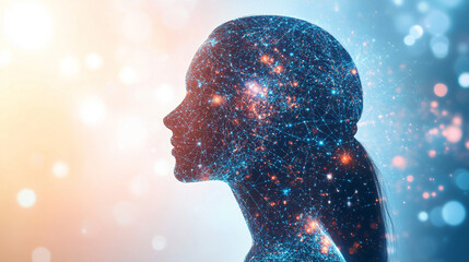 Futuristic digital interface with glowing AI hologram symbolizing the evolution of artificial intelligence technology virtual networks innovation data exchange and modern digital communication

