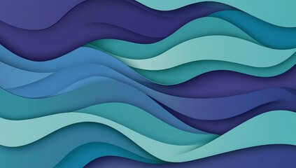 Fototapeta premium Abstract wavy layers in shades of blue and teal.