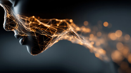 Futuristic digital interface with glowing AI hologram symbolizing the evolution of artificial intelligence technology virtual networks innovation data exchange and modern digital communication

