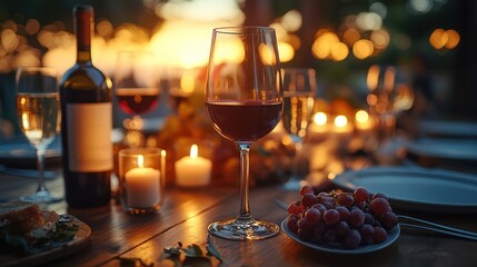 Naklejka premium Warm wine dinner outdoor