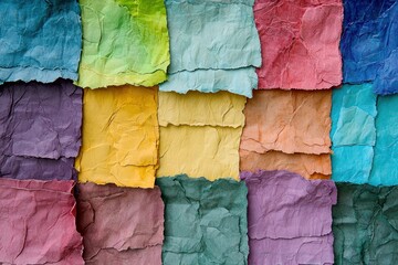 Colorful Crumpled Paper Background in Various Shades and Textures