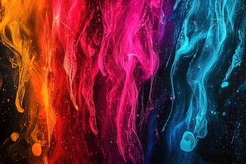 Vibrant Abstract Smoke Waves in Orange Pink and Blue Tones