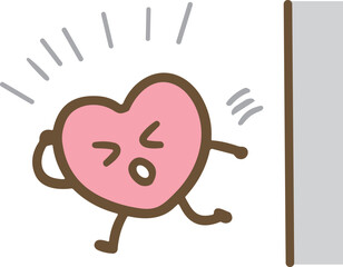 勇気を出して飛び出すハートのキャラクター(ベクター)