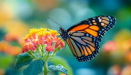 Obraz premium Butterfly collecting nectar from flower
