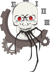 Skull Monster Antique Watch Design Creepy Art