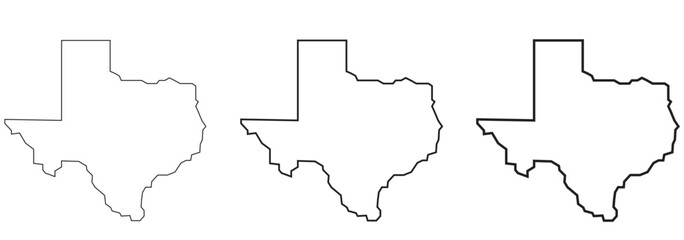 Texas icon set. Texas map icon isolated on white background. Vector illustration.