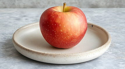 Fresh red apple on plate healthy eating still life