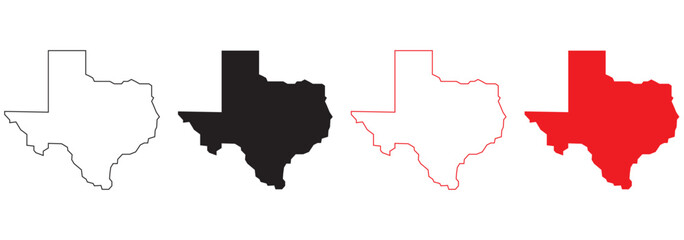 Texas icon set. Texas map icon isolated on white background. Vector illustration.