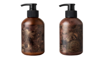 Antique-Inspired Label on a Sleek Black Glass Bottle