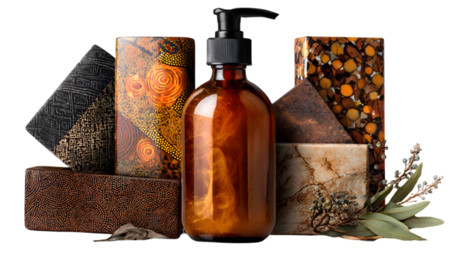 Luxurious Black Glass Bottle with Intricate Label Design