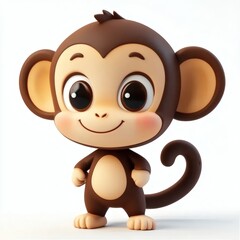 Fototapeta premium Adorable Cartoon Monkey: A Charming 3D Render