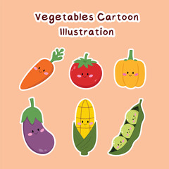 Set of Vegetable Cartoon Illustration Vector