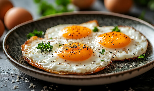 Fried eggs rustic breakfast food photography