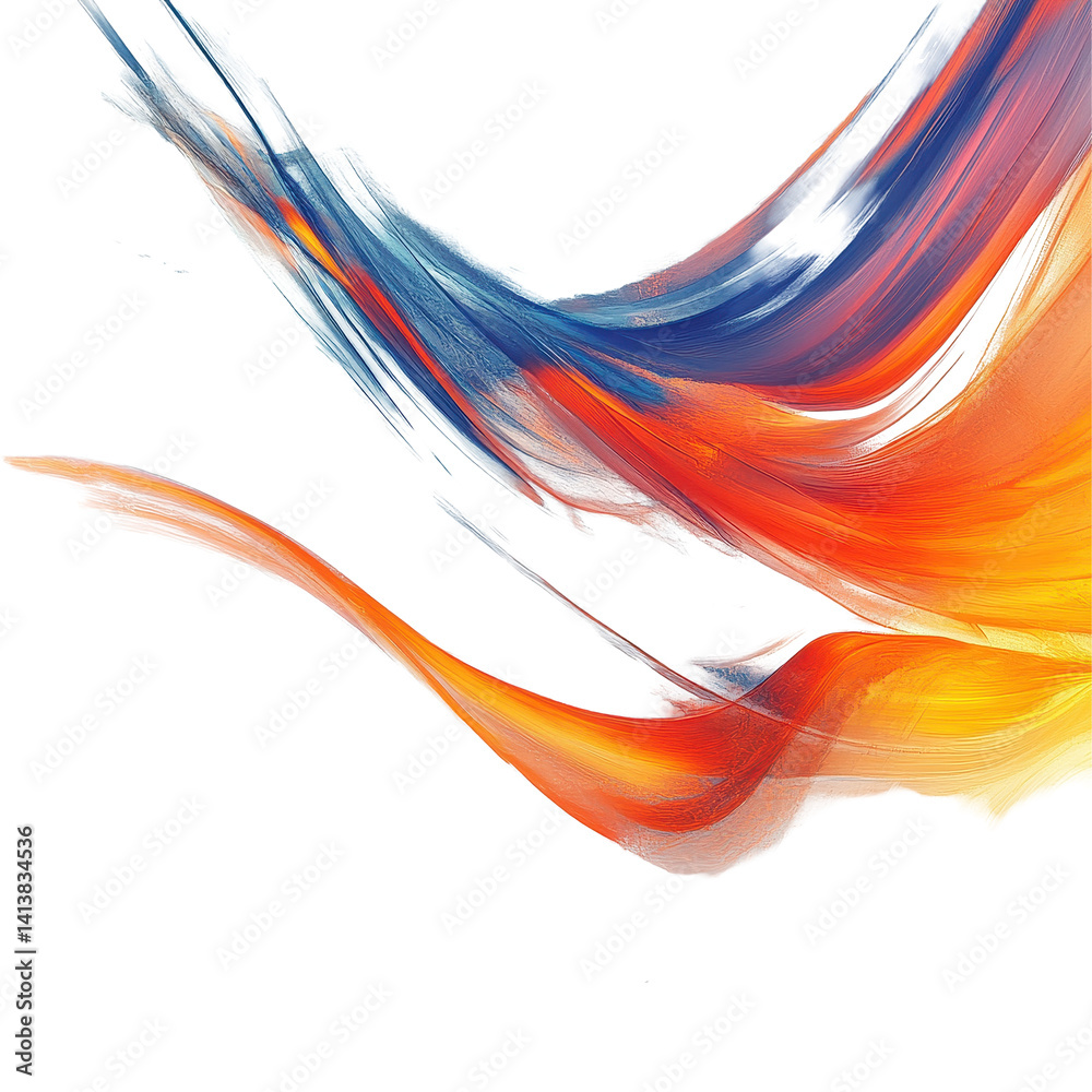 Poster Dynamic abstract composition with flowing colors on a Transparent background, powerful abstract White background