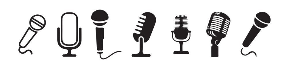 Microphone icon vector set. audio illustration sign collection. mic symbol. Different microphone collection. Vector Illustration
