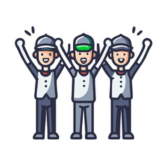 Excited Delivery Worker Team Illustration