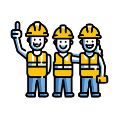 Happy Construction Worker Team Icon