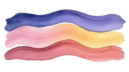 Abstract Watercolor Wave Painting in Purple Pink and Yellow Hues
