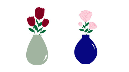 Two elegant flower bouquets isolated on a white background, perfect for wedding invitations, greeting cards, or floral-themed design projects.