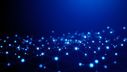 Obraz premium background Dark abstract digital network with bright blue nodes and connections