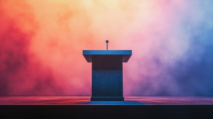 A podium set up to highlight a product launch