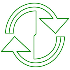 Recycling symbol with green circular arrows on white background