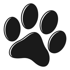Paw print icon vector illustration of dog cat and animal footprints in black silhouette style