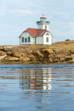 USA, San Juan Islands, Washington State. Patos Island Lighthouse on Alden Point built in 1893