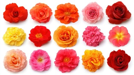 Vibrant flower collection in various shades of red, orange, pink, and yellow
