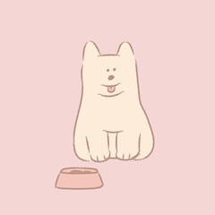Adorable Minimalist Pet Waiting For Mealtime Illustration