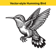 Fototapeta premium Elegant Hummingbird Line Art – Flat Vector Style with Transparent Background