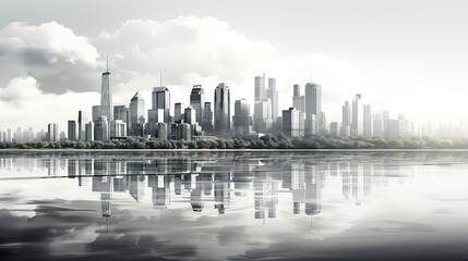 Obraz premium Skyscraper and Metropolis City in Monochrome Architecture.