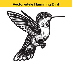 Obraz premium Elegant Hummingbird Line Art – Flat Vector Style with Transparent Background