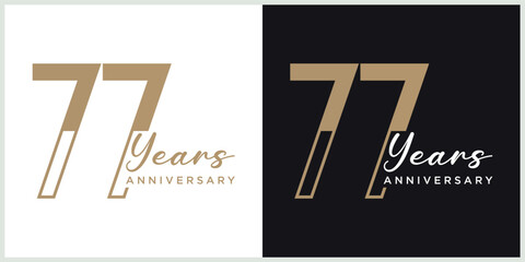 anniversary 77th logotype vector with brown and white color for special celebration day