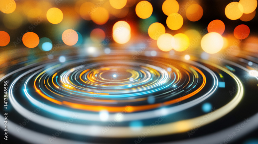 Poster dynamic visualizations of keyword research strategies digital space infographic abstract circular pa