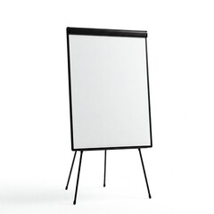 Portable office flip chart with blank sheet isolated on white background for meetings and presentations
