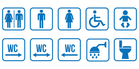 Set of restroom, toilet icon collection. Male and female restroom. Vector design.