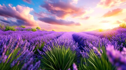 Fototapeta premium Lavender Sunset: Provence Fields - Nature photography