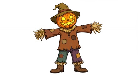 Fototapeta premium Animated scarecrow illustration for halloween