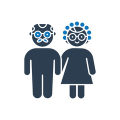 Elderly Couple Glasses Icon