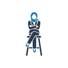 Woman Sitting on Stool Icon