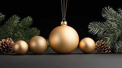 Elegant gold christmas baubles festive winter decoration design