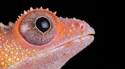 Close up detailed reptile portrait vivid orange pink hues macro photography