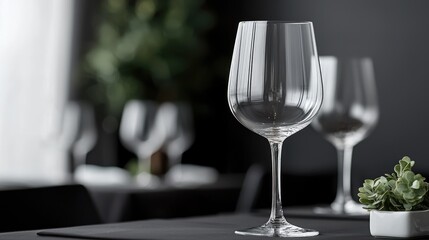 Elegant crystal wine glasses dark background sophisticated beverage photography