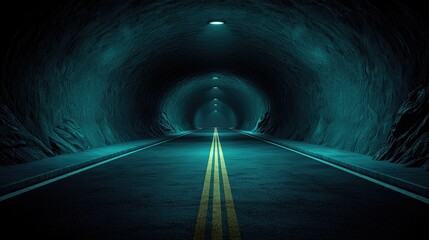 Mysterious teal tunnel path dark atmospheric background image