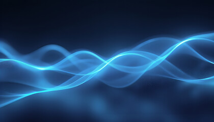 Abstract Energy Wave: An abstract visual representation of energy flow, featuring luminous blue waves undulating gracefully against a dark backdrop, perfect for concepts of data, connectivity.